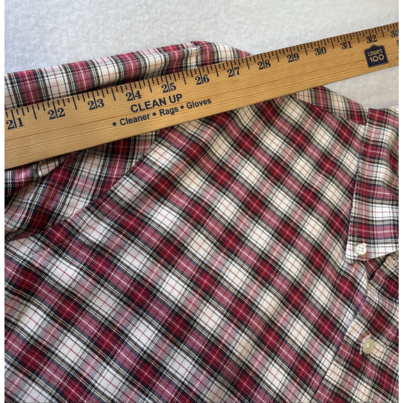 VTG Ralph Lauren Mens Button Down Red Black Plaid Custom Fit Shirt Size Large - Picture 6 of 11